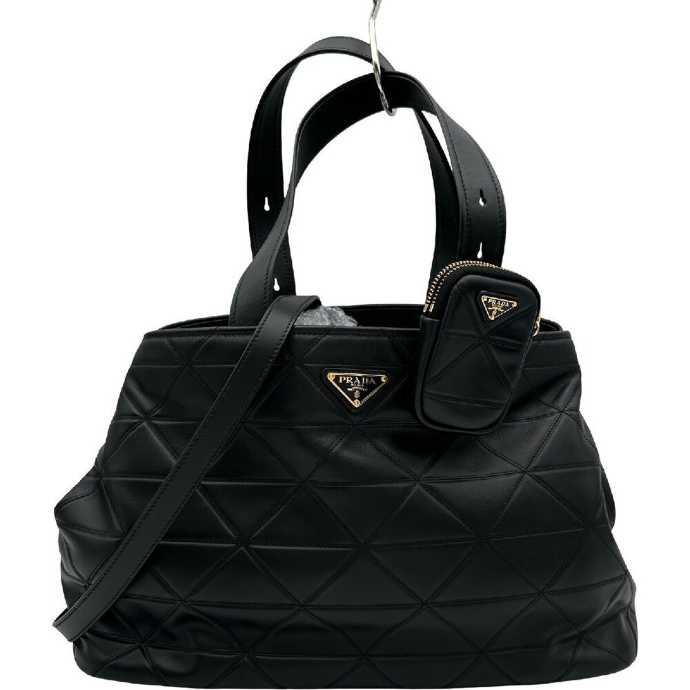 Prada quilted leather tote bag black